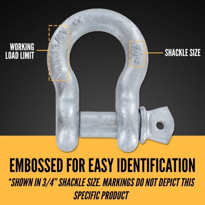3/4" Galvanized Screw Pin Anchor Shackle - 4.75 Ton - Image 7